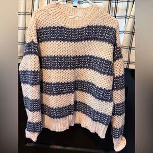 Maurices Navy and Cream Chunky Loose Knit Striped Confetti Sweater. NWOT L